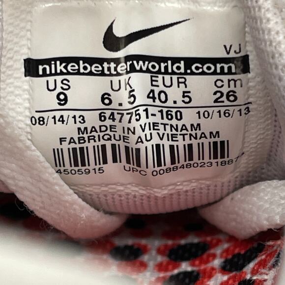 Nike Free 5.0 Shoes Womens Size 9 White Red Running Comfort Walking Gym Sneakers - Picture 8 of 8